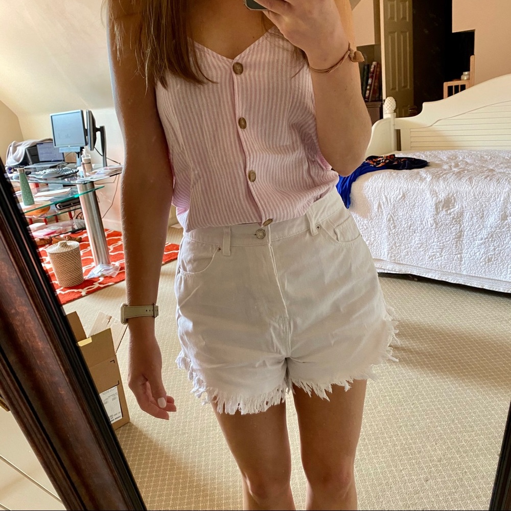 NWOT Pink & White Stripe Button Cami